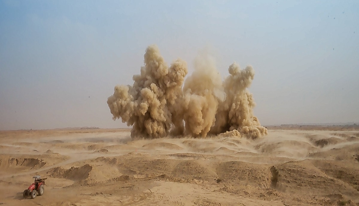 Destruction of IEDs by controlled explosion in Iraq